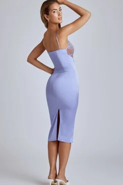 Oh Polly Women'S Clothing Sale - $65 And Under | Wedding Guest^Lace Panel Midi Dress in Blue Lavender BlueLavender