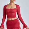 Oh Polly Skirts & Skorts | Co-Ords^Lace Ruffle Mini Skirt in Cherry Red CherryRed