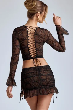 Oh Polly Skirts & Skorts | Co-Ords^Lace Ruffle Mini Skirt in Black