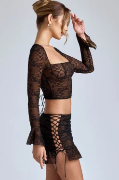 Oh Polly Skirts & Skorts | Co-Ords^Lace Ruffle Mini Skirt in Black
