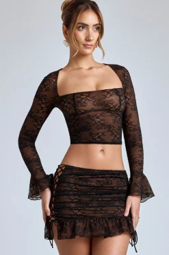 Oh Polly Skirts & Skorts | Co-Ords^Lace Ruffle Mini Skirt in Black