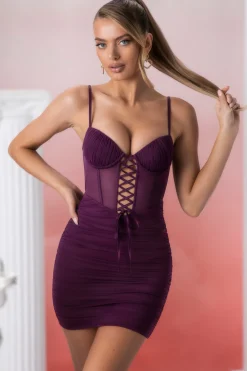 Oh Polly Women'S Clothing Sale - $65 And Under | Women'S Clothing Sale - $40 And Under^Lace Up Mini Dress in Wine