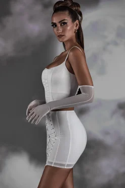 Oh Polly Skirts & Skorts^Lace Up Mini Skirt in White