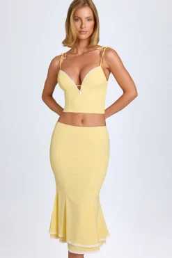 Oh Polly Co-Ords | Tops^Lace-Trim Camisole Top in Pastel Yellow PastelYellow