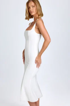Oh Polly Bride To Be | Georgette And Chiffon^Lace-Trim Midaxi Dress in White
