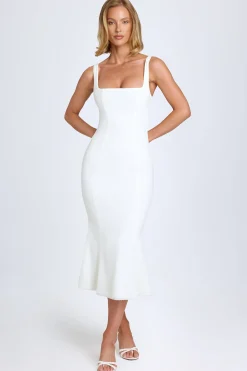Oh Polly Bride To Be | Georgette And Chiffon^Lace-Trim Midaxi Dress in White