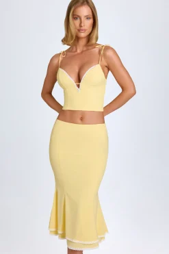 Oh Polly Skirts & Skorts | Co-Ords^Lace-Trim Mid-Rise Midaxi Skirt in Pastel Yellow PastelYellow