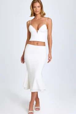 Oh Polly Skirts & Skorts | Co-Ords^Lace-Trim Mid-Rise Midaxi Skirt in White
