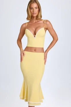 Oh Polly Skirts & Skorts | Co-Ords^Lace-Trim Mid-Rise Midaxi Skirt in Pastel Yellow PastelYellow