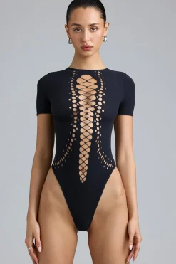 Oh Polly Women'S Clothing Sale - $65 And Under | Women'S Clothing Sale - $40 And Under^Lace-Up Bodysuit in Black