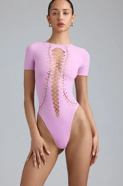 Oh Polly Women'S Clothing Sale - $65 And Under | Women'S Clothing Sale - $40 And Under^Lace-Up Bodysuit in Violet Pink VioletPink