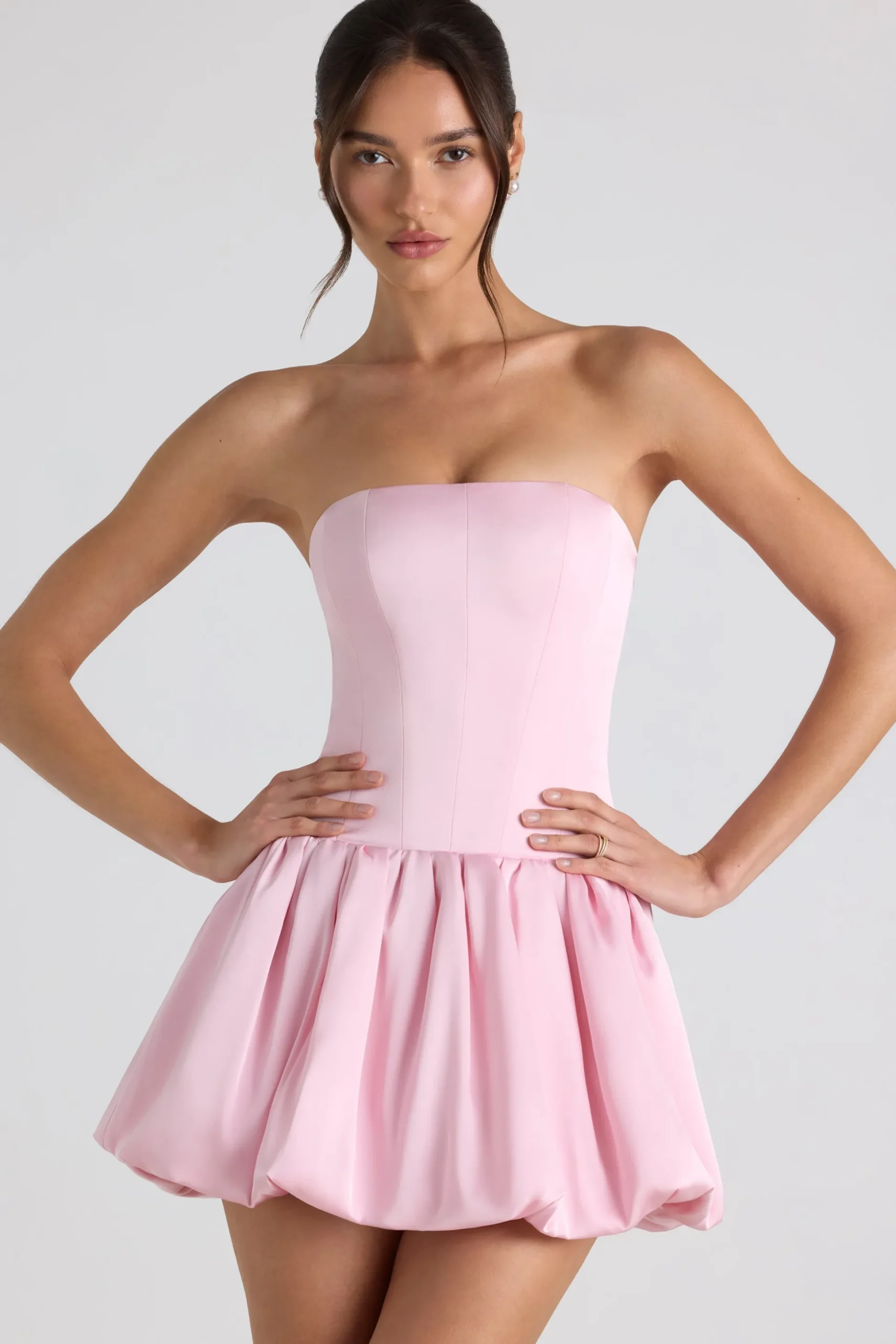 Oh Polly Wedding Guest | Party Dresses^Lace-Up Bubble Hem Corset Mini Dress in Soft Pink SoftPink