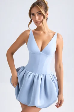 Oh Polly Women'S Clothing Sale - $65 And Under | Party Dresses^Lace-Up Bubble Hem Corset Micro Mini Dress in Light Blue LightBlue