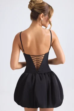 Oh Polly Party Dresses | Homecoming Dresses^Lace-Up Bubble Hem Corset Micro Mini Dress in Black