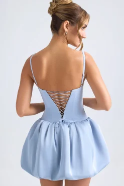 Oh Polly Women'S Clothing Sale - $65 And Under | Party Dresses^Lace-Up Bubble Hem Corset Micro Mini Dress in Light Blue LightBlue