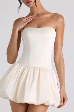 Oh Polly Party Dresses | Birthday^Lace-Up Bubble Hem Corset Mini Dress in Ivory