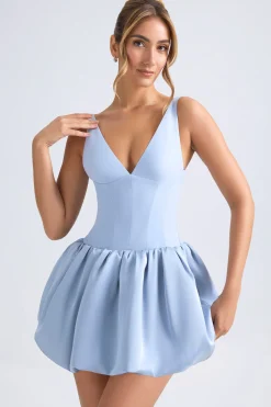 Oh Polly Women'S Clothing Sale - $65 And Under | Party Dresses^Lace-Up Bubble Hem Corset Micro Mini Dress in Light Blue LightBlue