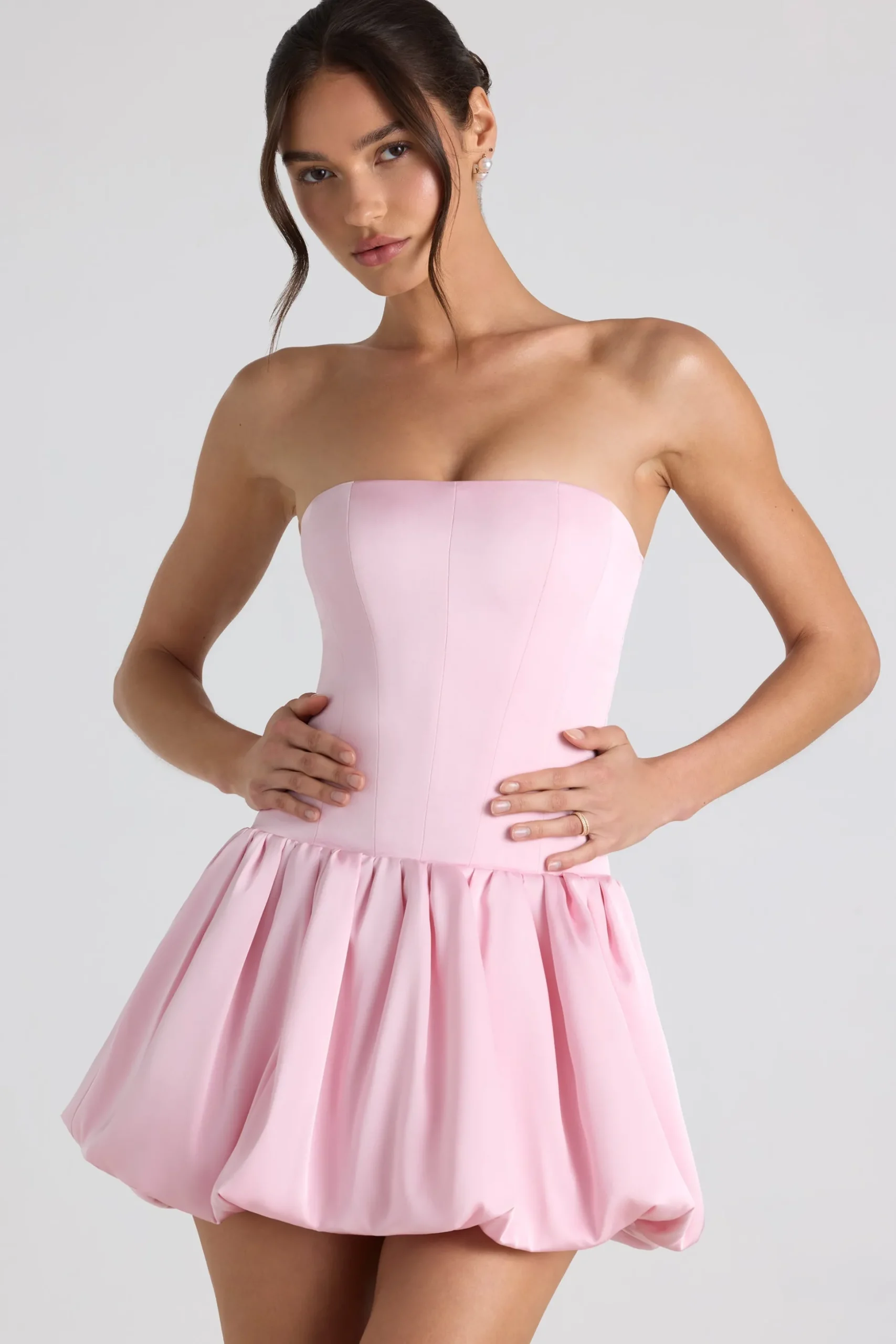 Oh Polly Wedding Guest | Party Dresses^Lace-Up Bubble Hem Corset Mini Dress in Soft Pink SoftPink