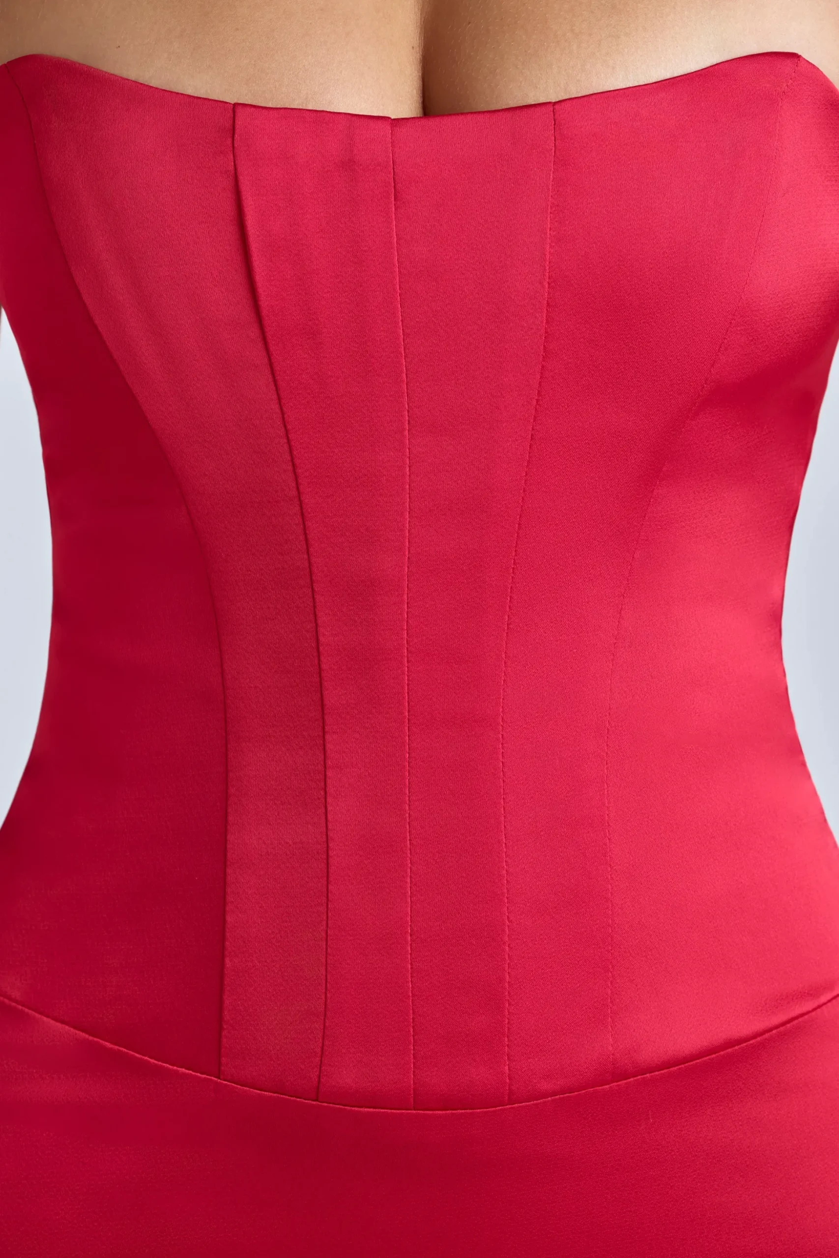 Oh Polly Night Out | Satin Dresses^Lace-Up Corset Mini Dress in Cherry Red CherryRed