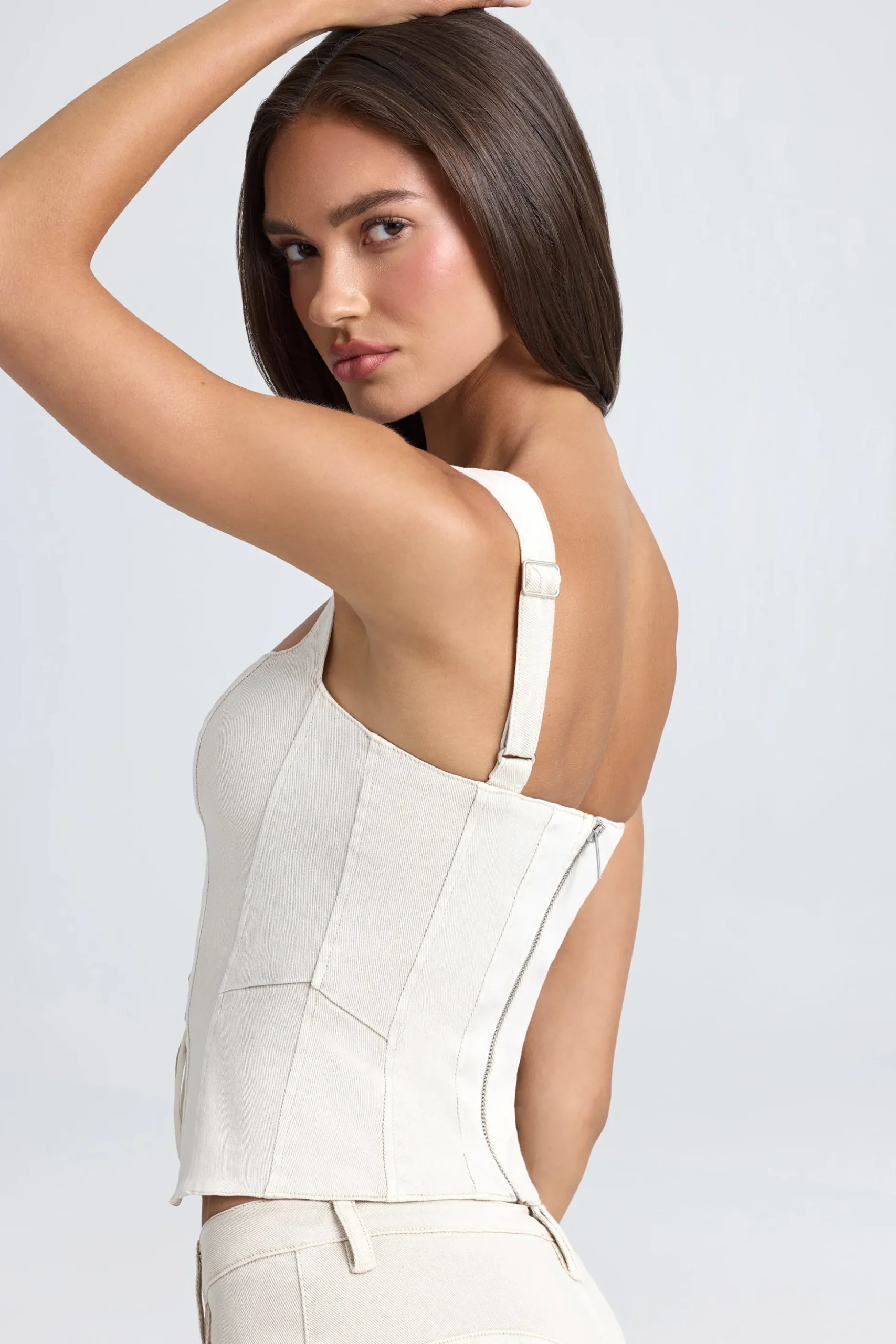 Oh Polly Co-Ords | Tops^Lace-Up Corset Top in Ecru