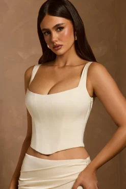 Oh Polly Co-Ords | Tops^Lace-Up Corset Top in Ivory
