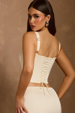Oh Polly Co-Ords | Tops^Lace-Up Corset Top in Ivory