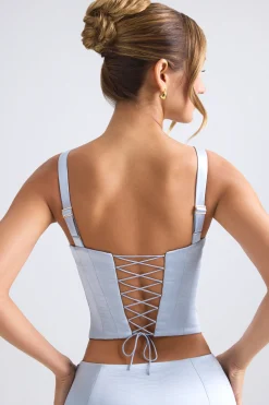Oh Polly Co-Ords | Tops^Lace-Up Corset Top in Light Blue LightBlue