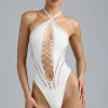 Oh Polly Women'S Clothing Sale - $65 And Under | Women'S Clothing Sale - $40 And Under^Lace-Up Halterneck Bodysuit in Ivory