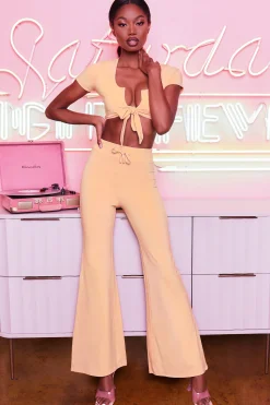 Oh Polly Women'S Clothing Sale - $65 And Under | Women'S Clothing Sale - $40 And Under^Laid Back Petite Wide Leg Trousers in Peach