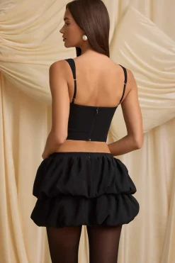 Oh Polly Skirts & Skorts | Bottoms^Layered Bubble Hem Mid-Rise Mini Skirt in Black TrueRed