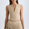 Oh Polly Skirts & Skorts | Bottoms^Layered Pleated Low-Rise Mini Skirt in Camel