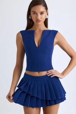 Oh Polly Skirts & Skorts | Bottoms^Layered Pleated Low-Rise Mini Skirt in True Navy TrueNavy