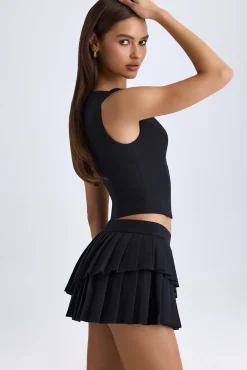 Oh Polly Skirts & Skorts | Bottoms^Layered Pleated Low-Rise Mini Skirt in Black