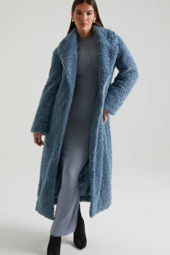 Oh Polly Outerwear | Fall Outfits^Long Shearling Coat in Blue