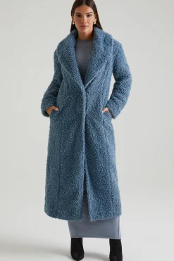 Oh Polly Outerwear | Fall Outfits^Long Shearling Coat in Blue