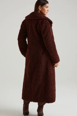 Oh Polly Outerwear | Fall Outfits^Long Shearling Coat in Brown