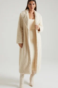 Oh Polly Outerwear | Fall Outfits^Long Shearling Coat in Cream