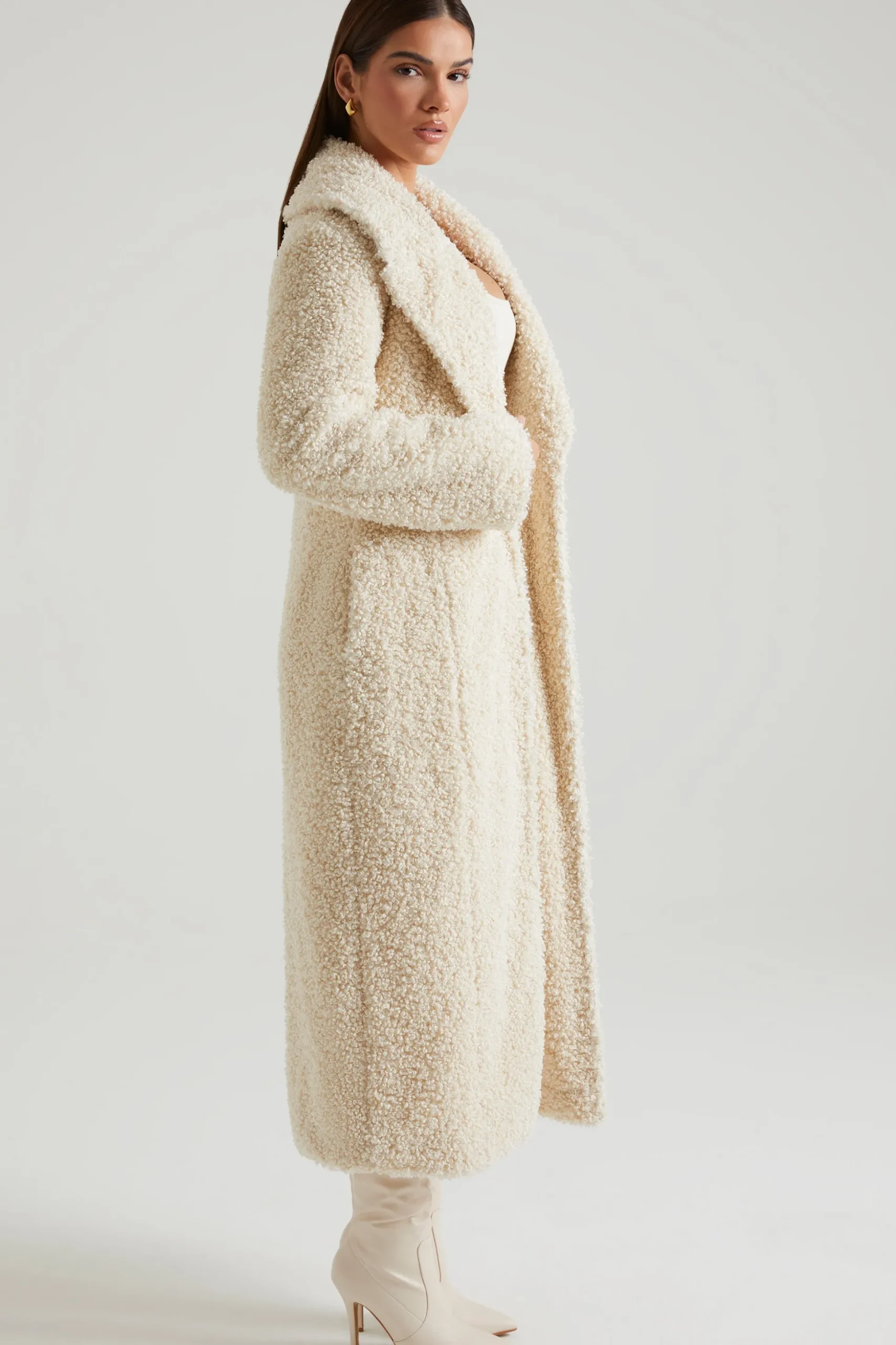 Oh Polly Outerwear | Fall Outfits^Long Shearling Coat in Cream