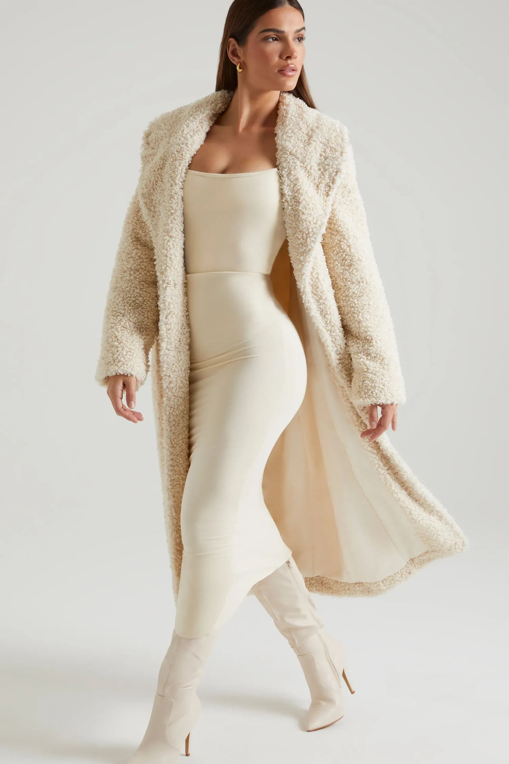 Oh Polly Outerwear | Fall Outfits^Long Shearling Coat in Cream