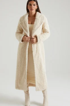 Oh Polly Outerwear | Fall Outfits^Long Shearling Coat in Cream