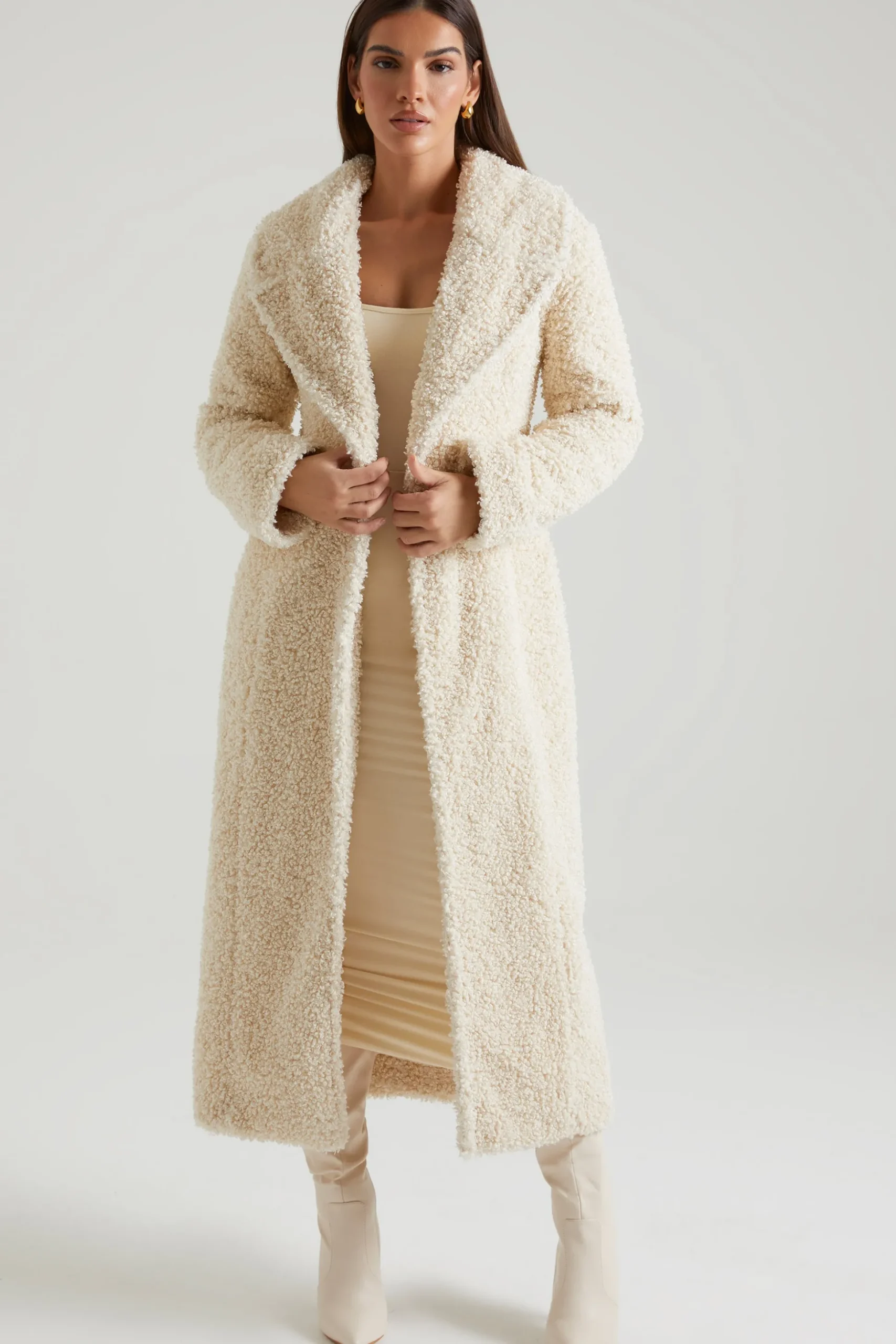 Oh Polly Outerwear | Fall Outfits^Long Shearling Coat in Cream