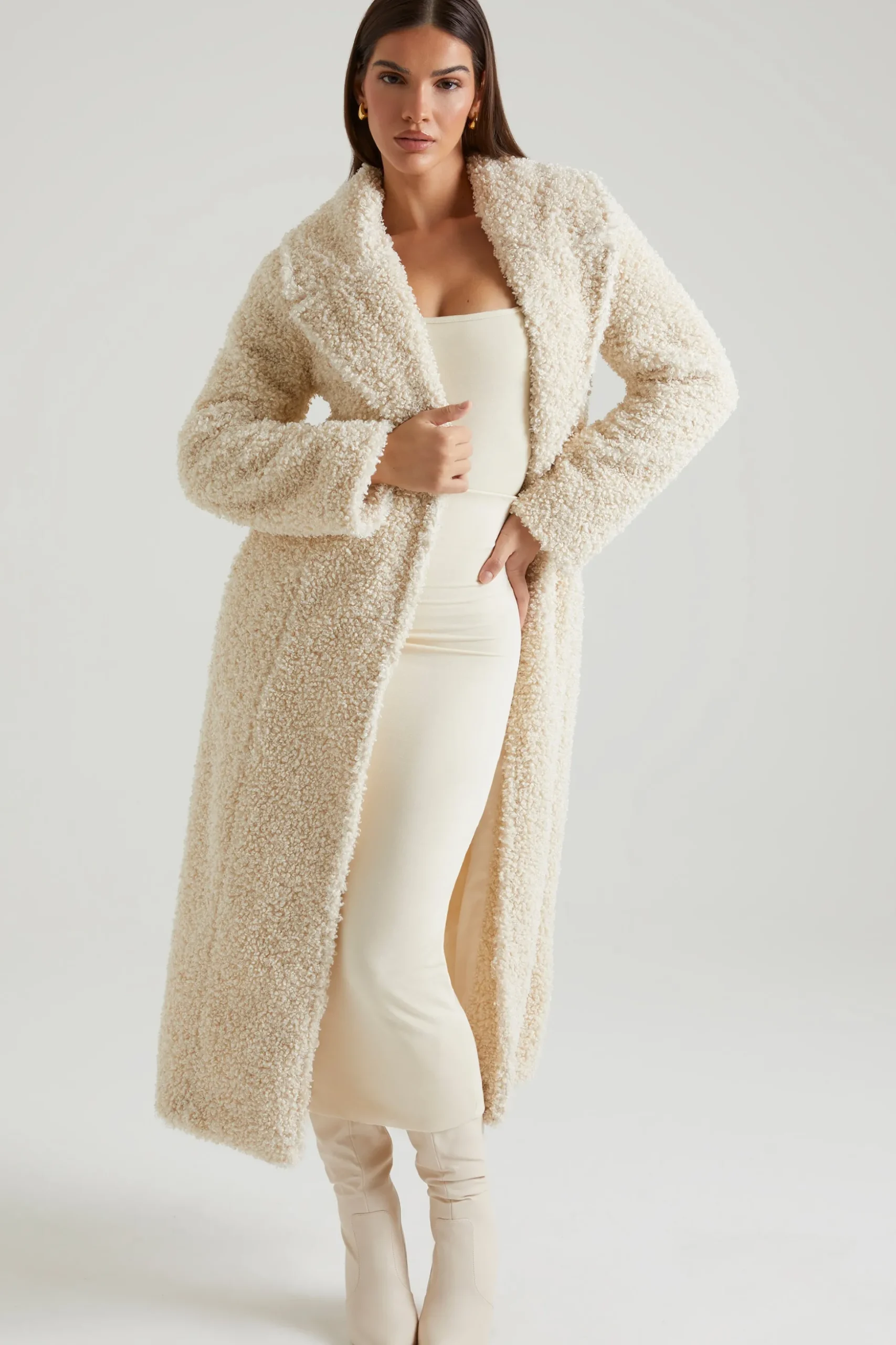 Oh Polly Outerwear | Fall Outfits^Long Shearling Coat in Cream