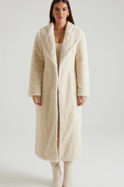 Oh Polly Outerwear | Fall Outfits^Long Shearling Coat in Cream
