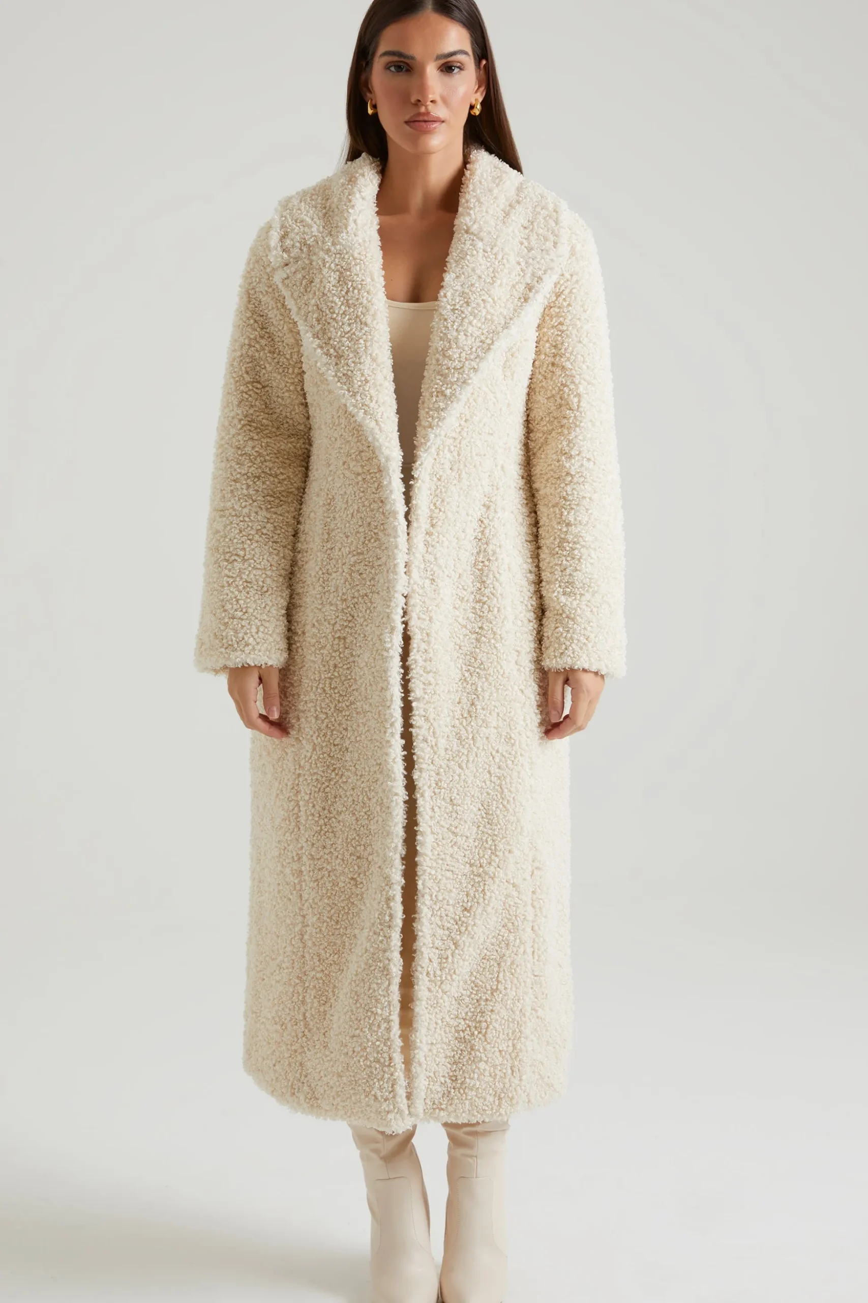 Oh Polly Outerwear | Fall Outfits^Long Shearling Coat in Cream