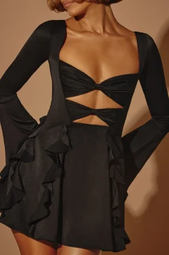 Oh Polly Women'S Clothing Sale - $65 And Under | Women'S Clothing Sale - $40 And Under^Long Sleeve Bow Mini Dress in Black