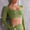 Oh Polly Women'S Clothing Sale - $65 And Under | Women'S Clothing Sale - $40 And Under^Long Sleeve Crop Top in Olive