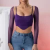 Oh Polly Women'S Clothing Sale - $65 And Under | Women'S Clothing Sale - $40 And Under^Long Sleeve Crop Top in Violet