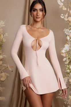 Oh Polly Women'S Clothing Sale - $65 And Under | Women'S Clothing Sale - $40 And Under^Long Sleeve Cut Out A-Line Mini Dress in Blush