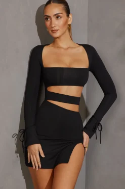 Oh Polly Tencel™ Modal Dresses^Long Sleeve Cut Out Mini Dress in Black