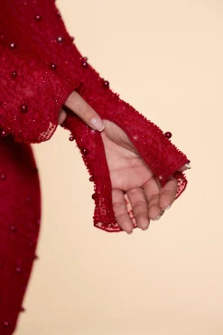 Oh Polly Party Dresses | Embellished Dresses^Long Sleeve Deep Plunge Mini Dress in Red
